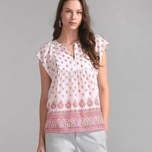 GAP Pink and White Patterned Women's Top Size XS